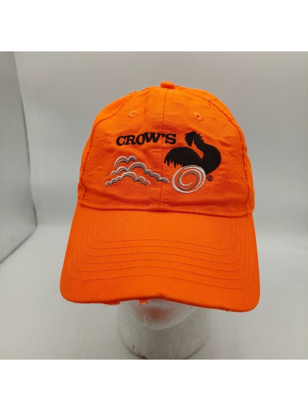 Crow's Rooster Chicken Orange Strapback Hat Cap Distressed